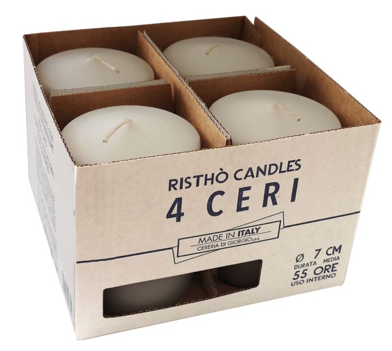 Set 4 Ceri Ø 7 cm h. 10 cm - durata circa 55 h - VARI COLORI 