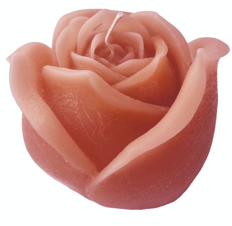 Candela a forma di Bocciolo di Rosa - Colore Rosa Polvere - Diametro 8 cm altezza 8 cm - con Sacchetto Regalo
