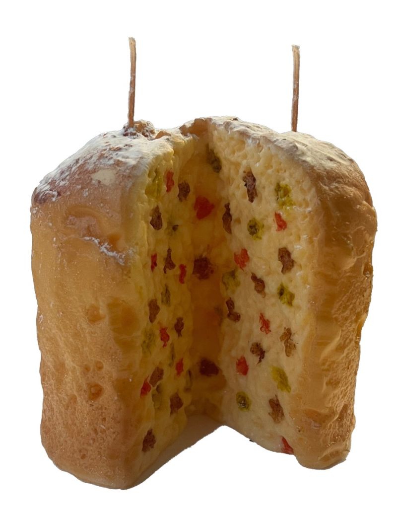 Candela a Forma di Panettone - Color Caramello e canditi - Idea regalo