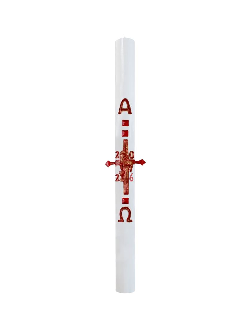 Cero pasquale con decoro in cera Ø 8 cm h. 120 cm