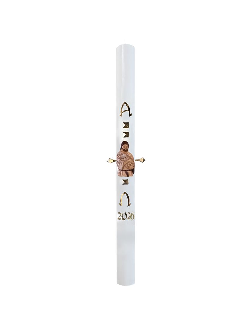 Cero pasquale con decoro in cera Ø 8 cm h. 120 cm