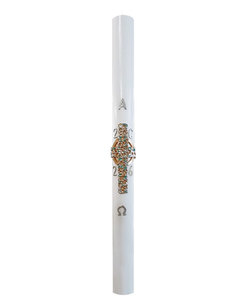 Cero pasquale con decoro in cera Ø 8 cm h. 120 cm