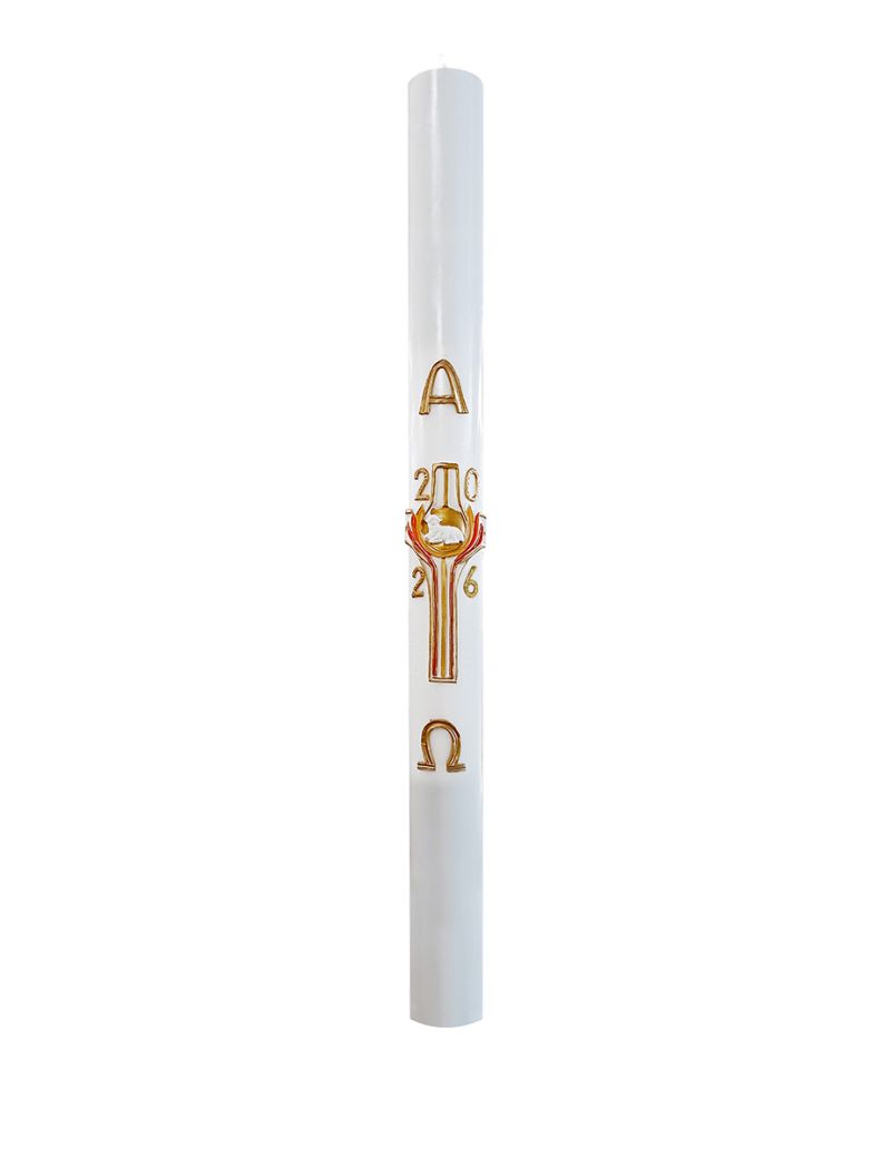 Cero pasquale con decoro in cera Ø 8 cm h. 120 cm