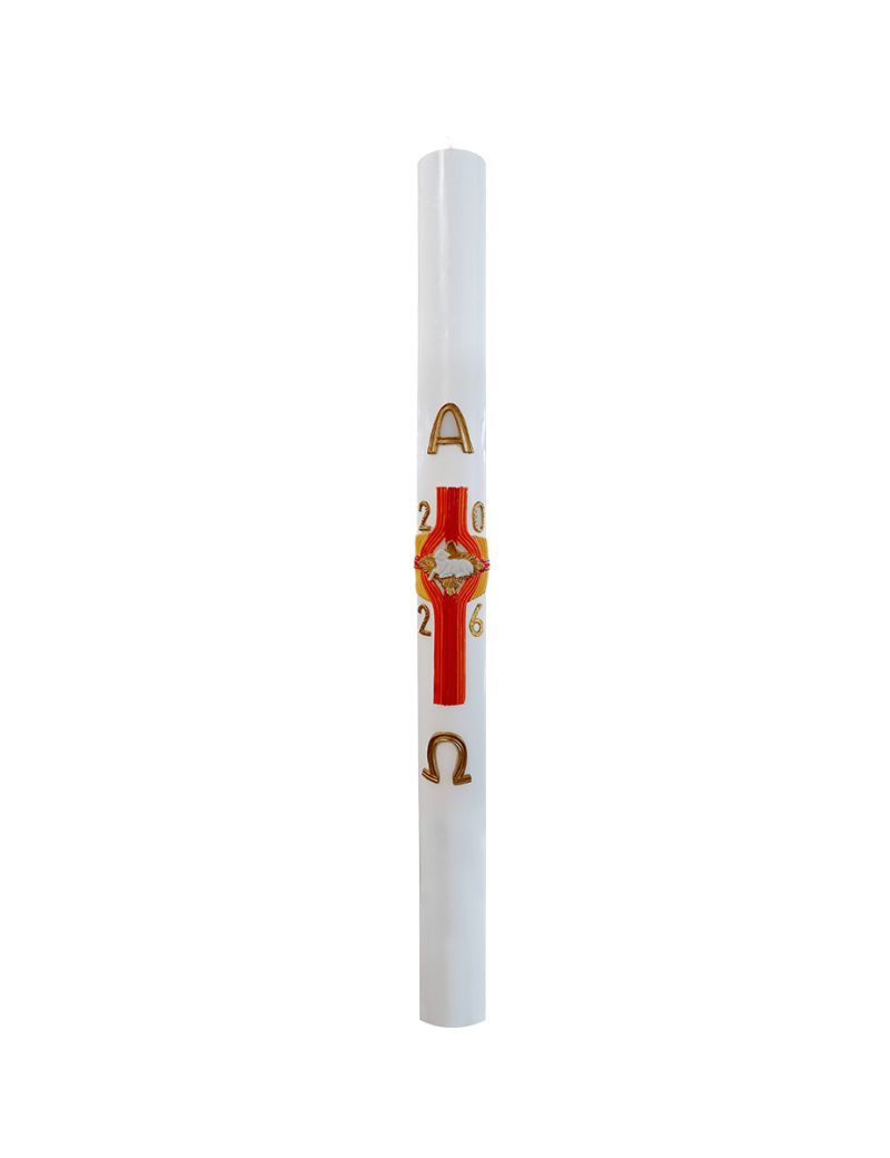 Cero pasquale con decoro in cera Ø 8 cm h. 120 cm