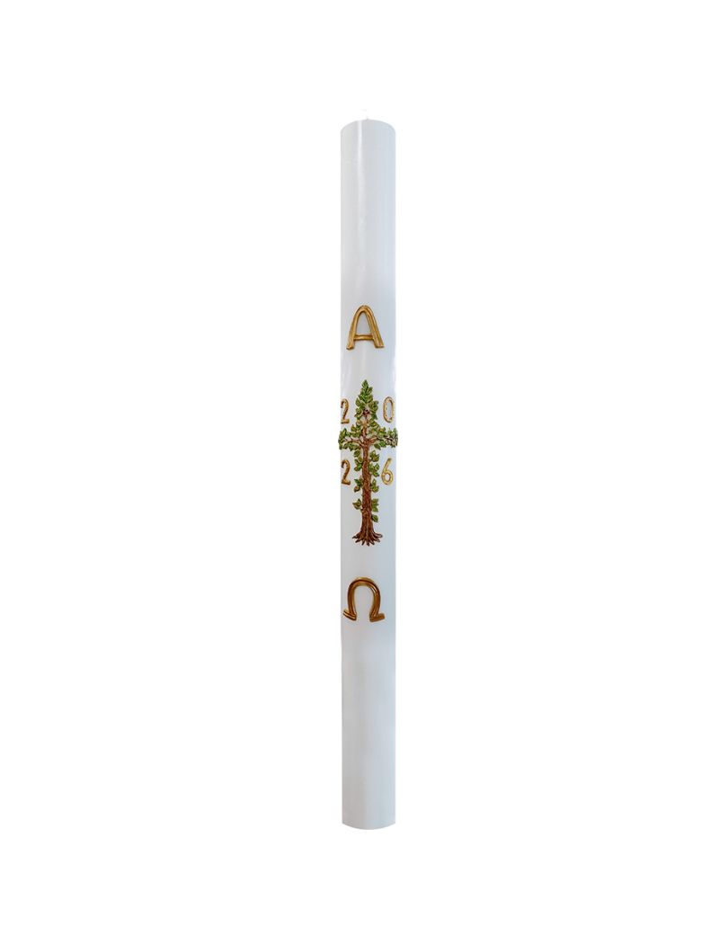 Cero pasquale con decoro in cera Ø 8 cm h. 120 cm