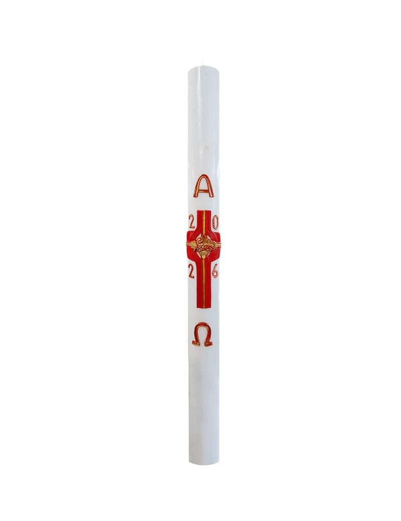 Cero pasquale con decoro in cera Ø 8 cm h. 120 cm