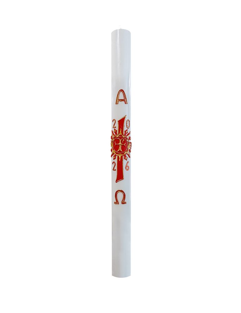 Cero pasquale con decoro in cera Ø 8 cm h. 120 cm