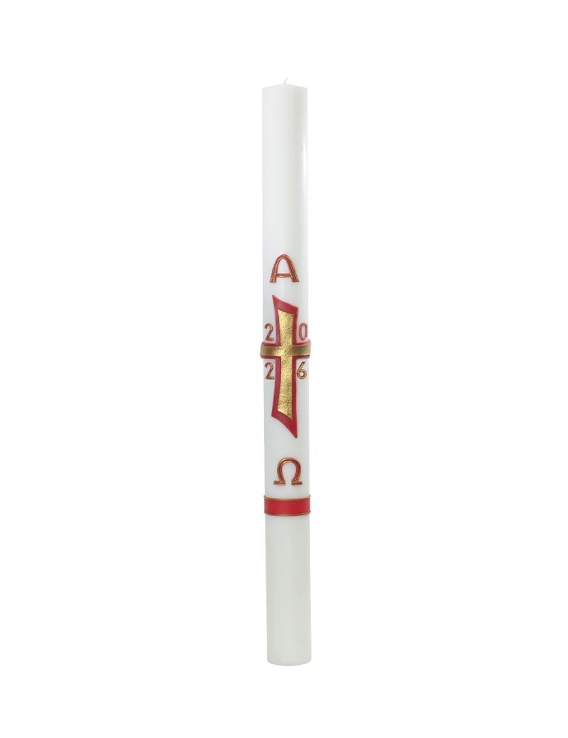 Cero pasquale con decoro in cera Ø 8 cm h. 120 cm