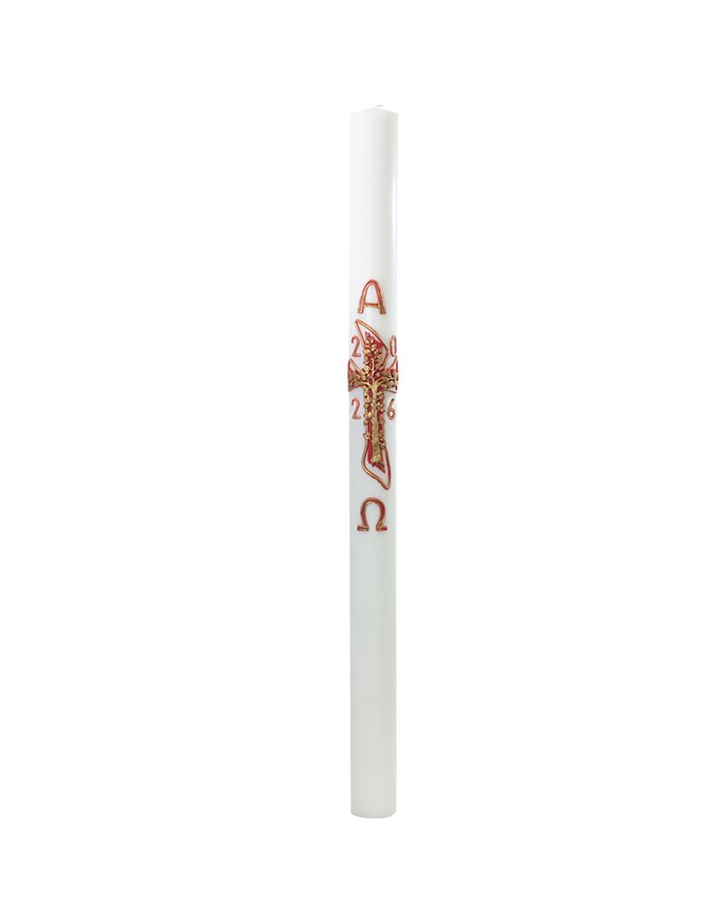 Cero pasquale con decoro in cera Ø 8 cm h. 120 cm