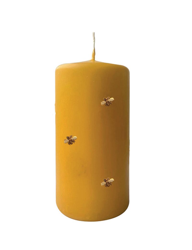 Candele con Api in cera  Ø 7 cm h. 15 cm  - Senape