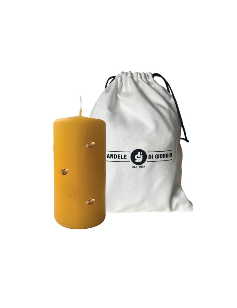 Candele con Api in cera  Ø 7 cm h. 15 cm  - Senape