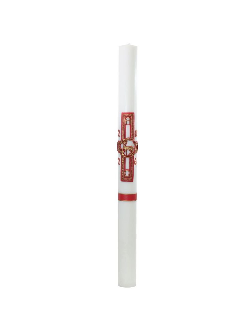 Cero pasquale con decoro in cera Ø 8 cm h. 120 cm