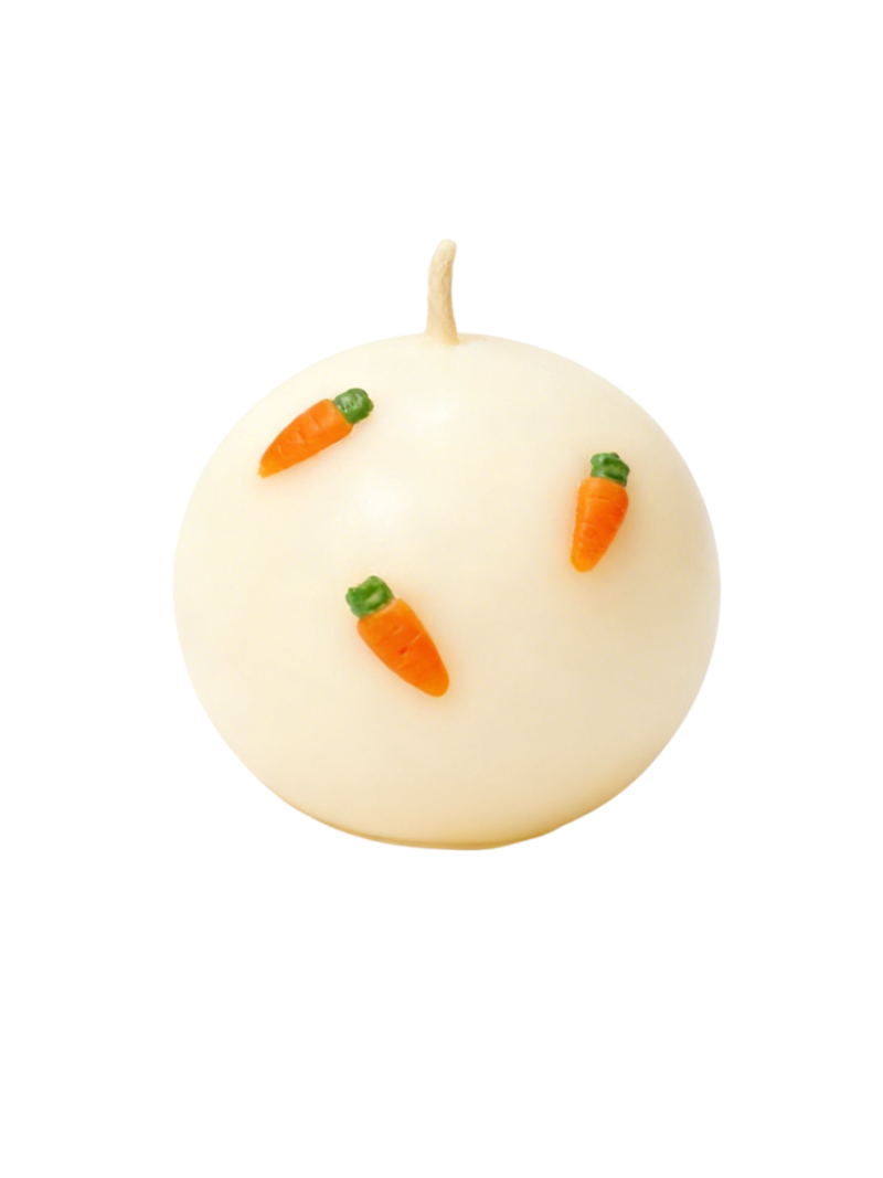Candela Sfera diametro 10 cm con carote decorative  - Colore Avorio