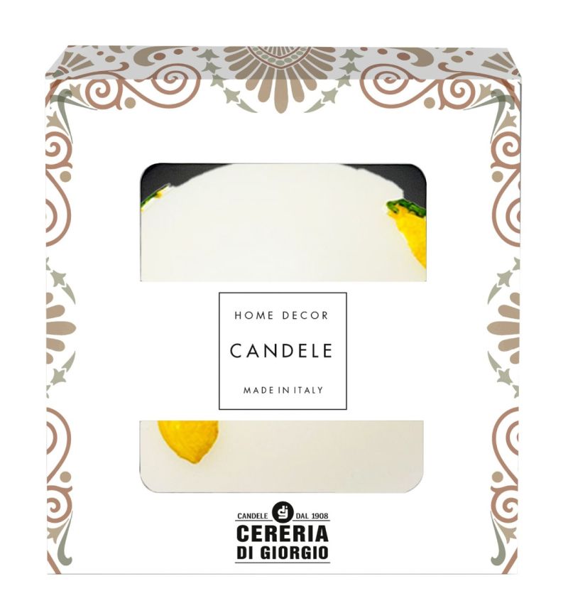 Candela Sfera diametro 10 cm con limoni in cera - Colore Bianco