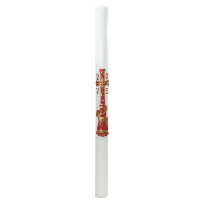 Cero pasquale con decoro in cera Ø 8 cm h. 120 cm