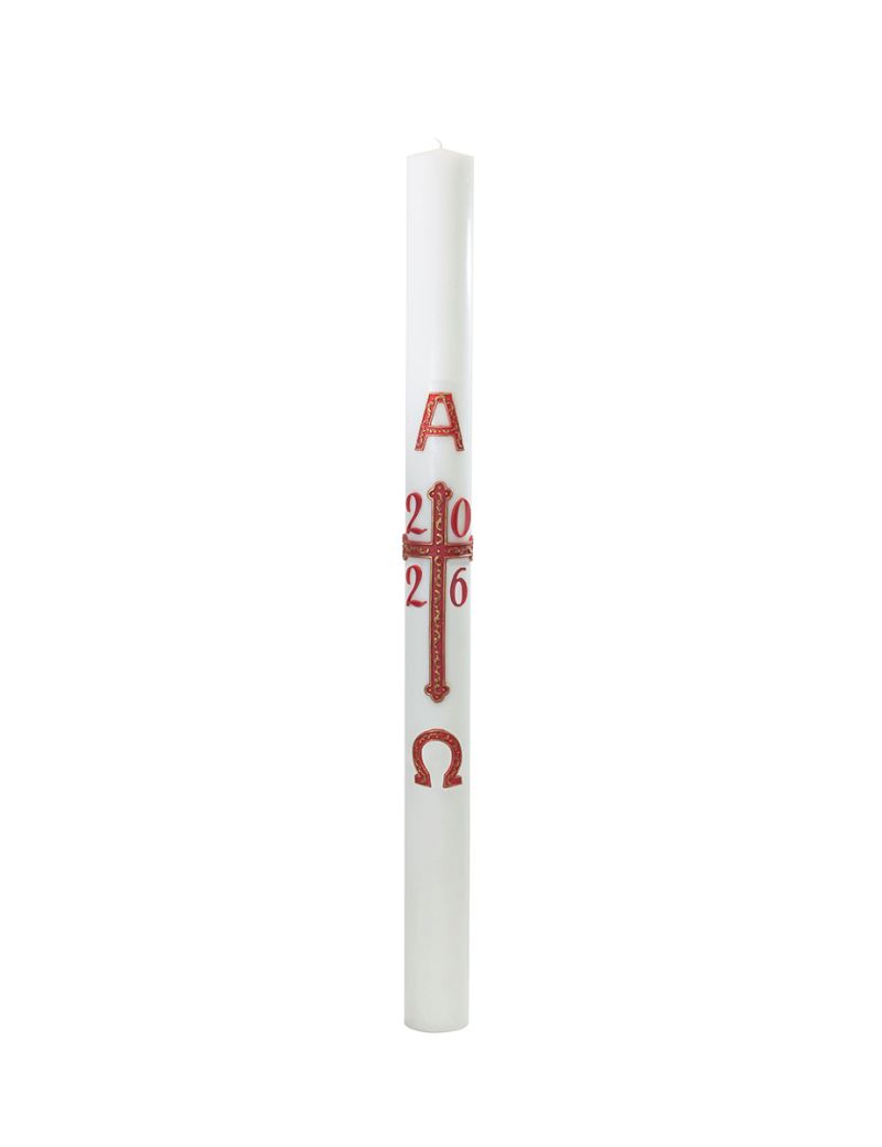 Cero pasquale con decoro in cera Ø 9 cm h. 120 cm
