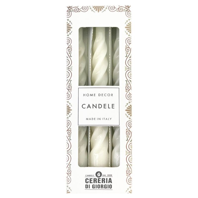 Set 3 Candele laccate tortiglione Ø 2,2 cm h. 21 cm - durata 5 h - VARI COLORI 