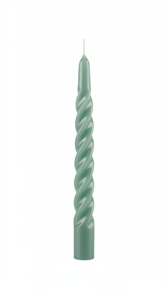 Candele laccate tortiglione Ø 2,2 cm h. 21 cm 3 pezzi - Vintage Green