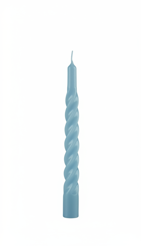 Candele laccate tortiglione Ø 2,2 cm h. 21 cm 3 pezzi -  Dusty Blue