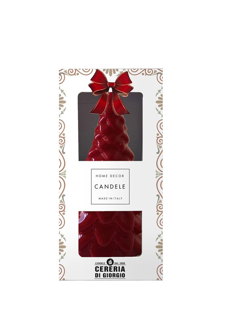 Candela Albero di Natale artigianale - Bordeaux- Altezza 20 cm