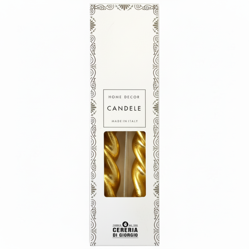 Set 2 candele voluta laccate h 30 cm - ORO
