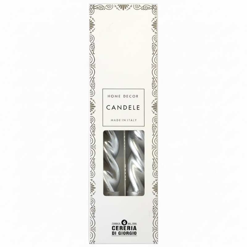 Set 2 candele voluta laccate h 30 cm - Argento