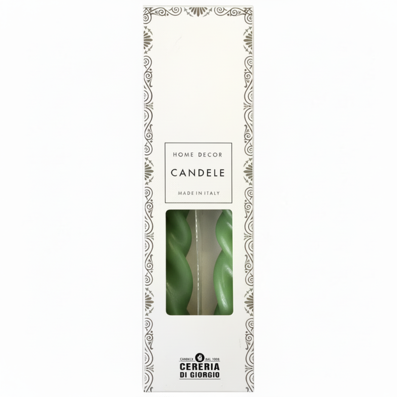 Set 2 candele voluta laccate h 40 cm - Pistacchio