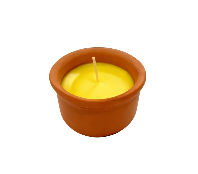 2 Vasetti in coccio alla Citronella di Java 100% Naturale - Anti zanzare e insetti - Diametro 8 cm Altezza 4.5 cm - Durata 12 ore
