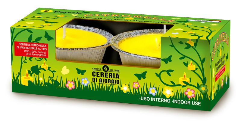 2 Pirottini in alluminio alla Citronella di Java 100% Naturale - Anti zanzare e insetti - Diametro 8.7 cm Altezza 3.8 cm - Durata 12 ore