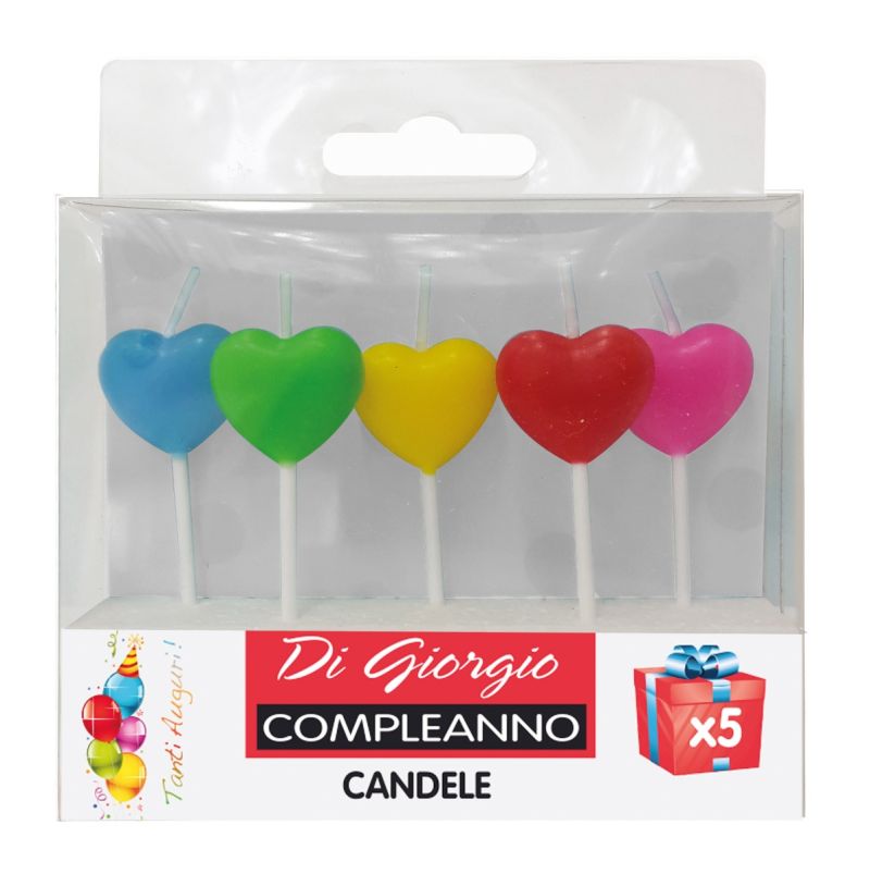 5 Candeline di compleanno fluo - forme assortite