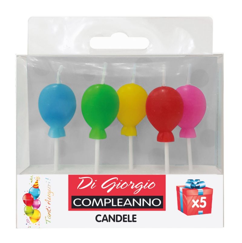 5 Candeline di compleanno fluo - forme assortite