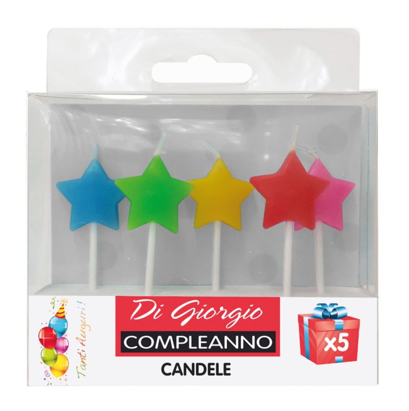 5 Candeline di compleanno fluo - forme assortite