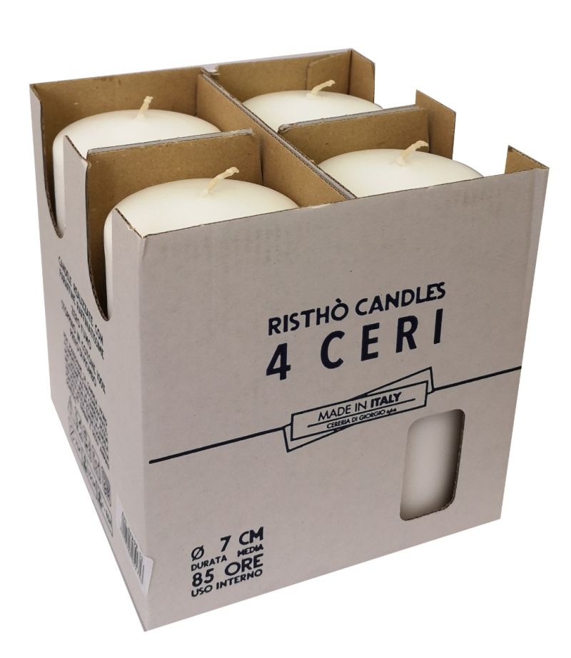 Set 4 Ceri Ø 7 cm h. 15 cm - durata circa 85 h - VARI COLORI 