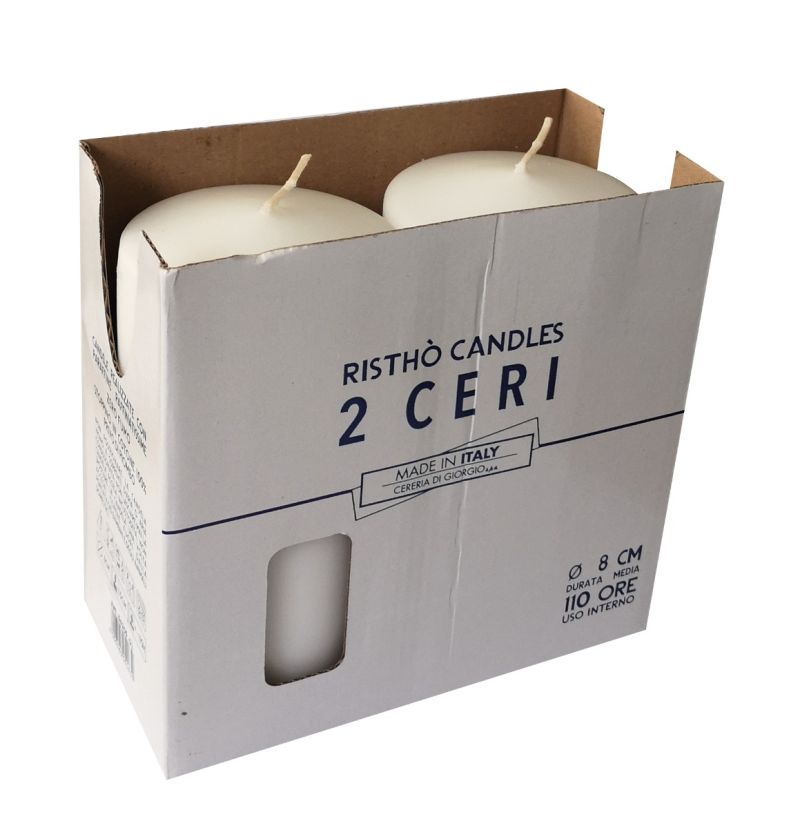 Set 2 Ceri Ø 8 cm h. 15 cm - durata circa 100 h - VARI COLORI 