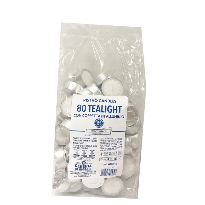 Tealight Ø 3,6 cm h. 1,7 cm 80 pezzi - Durata 5 ore