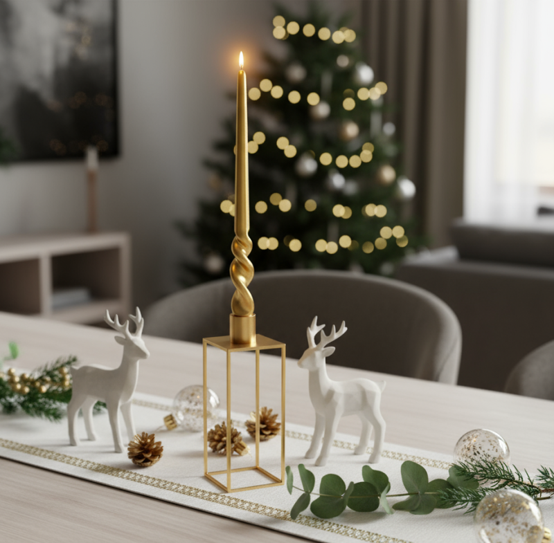 Set 2 candele voluta laccate h 30 cm - ORO