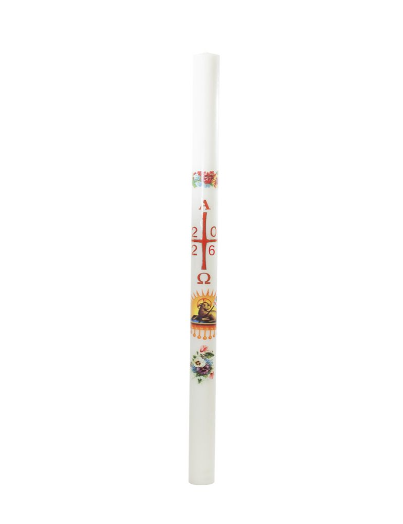 Cero pasquale con decalcomania Ø 6 cm h. 120 cm