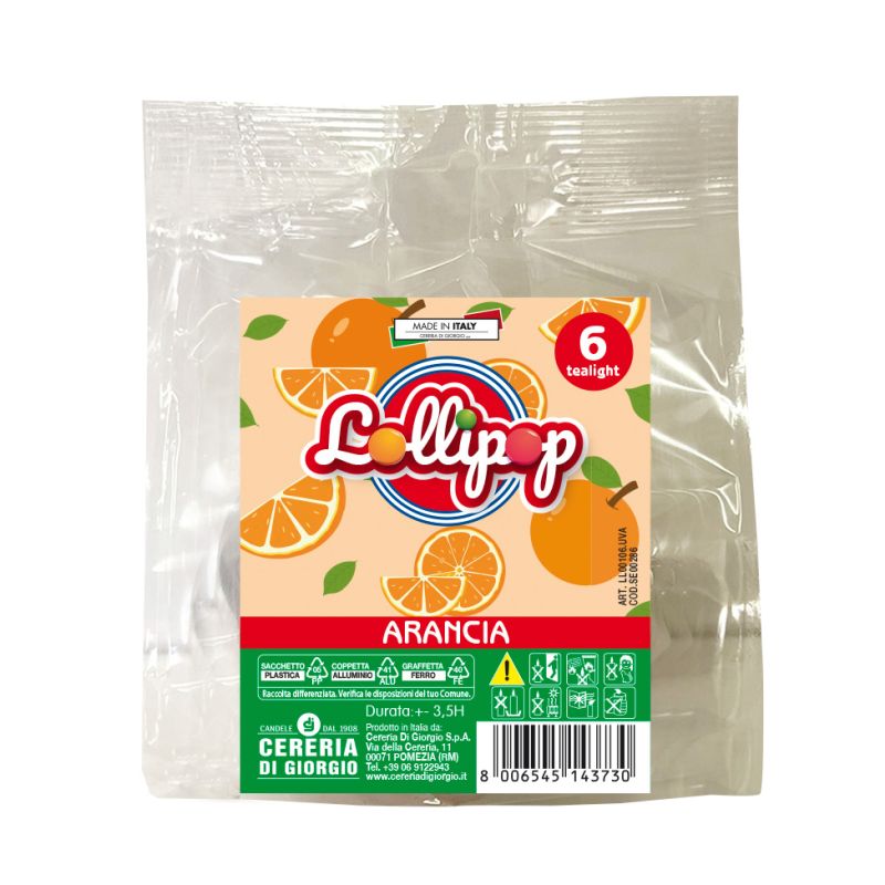 6 Tealight profumati Arancia- Lollipop