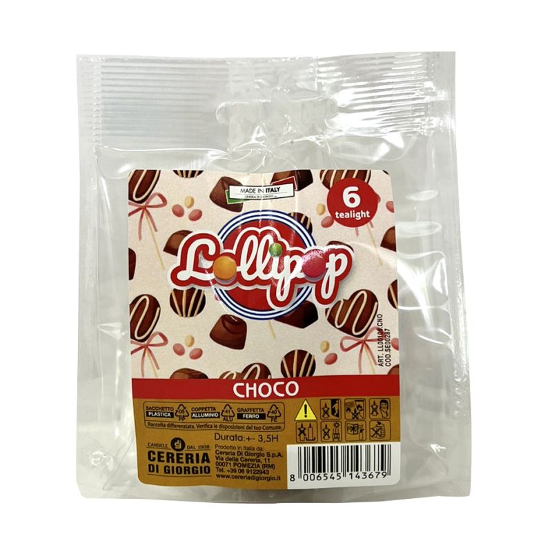 6 Tealight profumati Cioccolato- Lollipop
