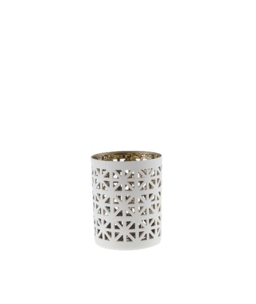 Porta tealight in porcellana traforato Ø 6 cm h 7,8 cm