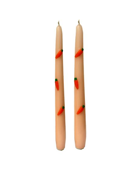 2 Candele Coniche con Carote in cera - Diametro 2,2 cm Altezza 25 cm - Colore Pesca
