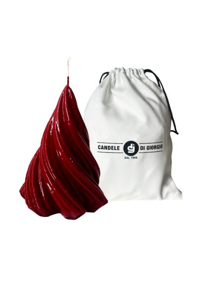 Candela laccata Albero di Natale artigianale- Bordeaux- Altezza 13 cm