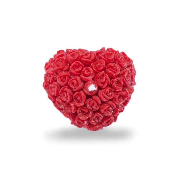 Candela a Forma di Cuore con Petali - Colore Rosso - Lunghezza 5.5 cm Altezza 3 cm - Ideale come Bomboniera per Eventi e Matrimoni