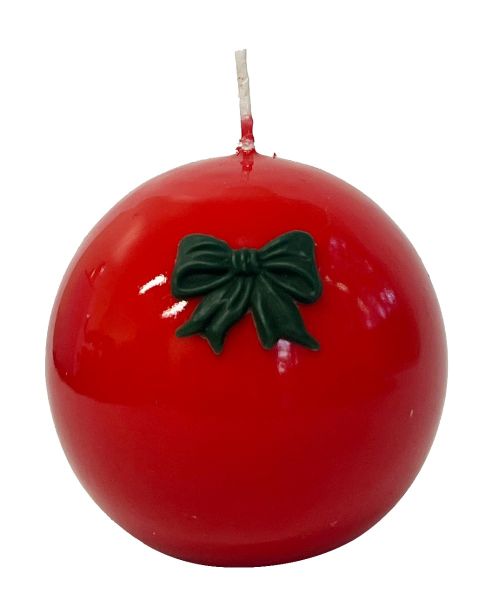 Candela Rossa Ø 8 cm - Con fiocco verde