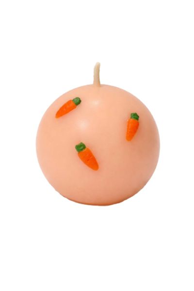 Candela Sfera diametro 10 cm con carote decorative  - Colore Pesca