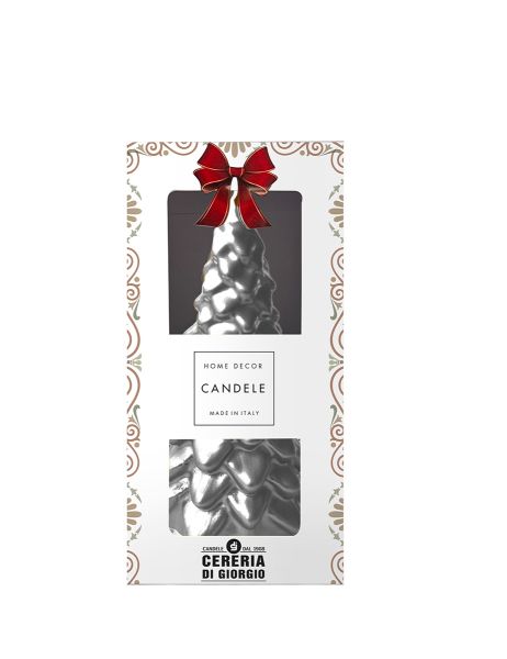 Candela Albero di Natale artigianale - Argento- Altezza 20 cm