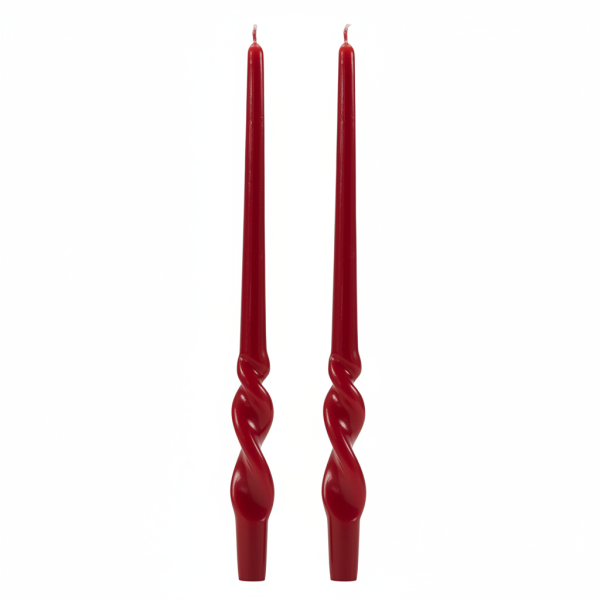 Set 2 candele voluta laccate h 40 cm -  Rosso