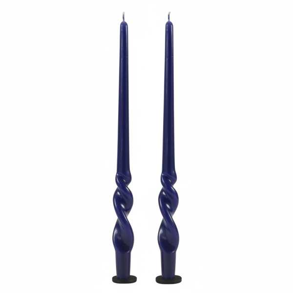 Set 2 candele voluta laccate h 40 cm - Blu Notte