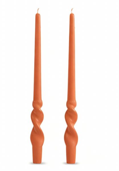 Set 2 candele voluta laccate h 40 cm - Terracotta