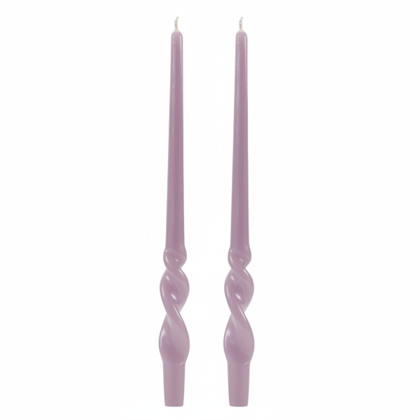 Set 2 candele voluta laccate h 40 cm - Viola Polvere
